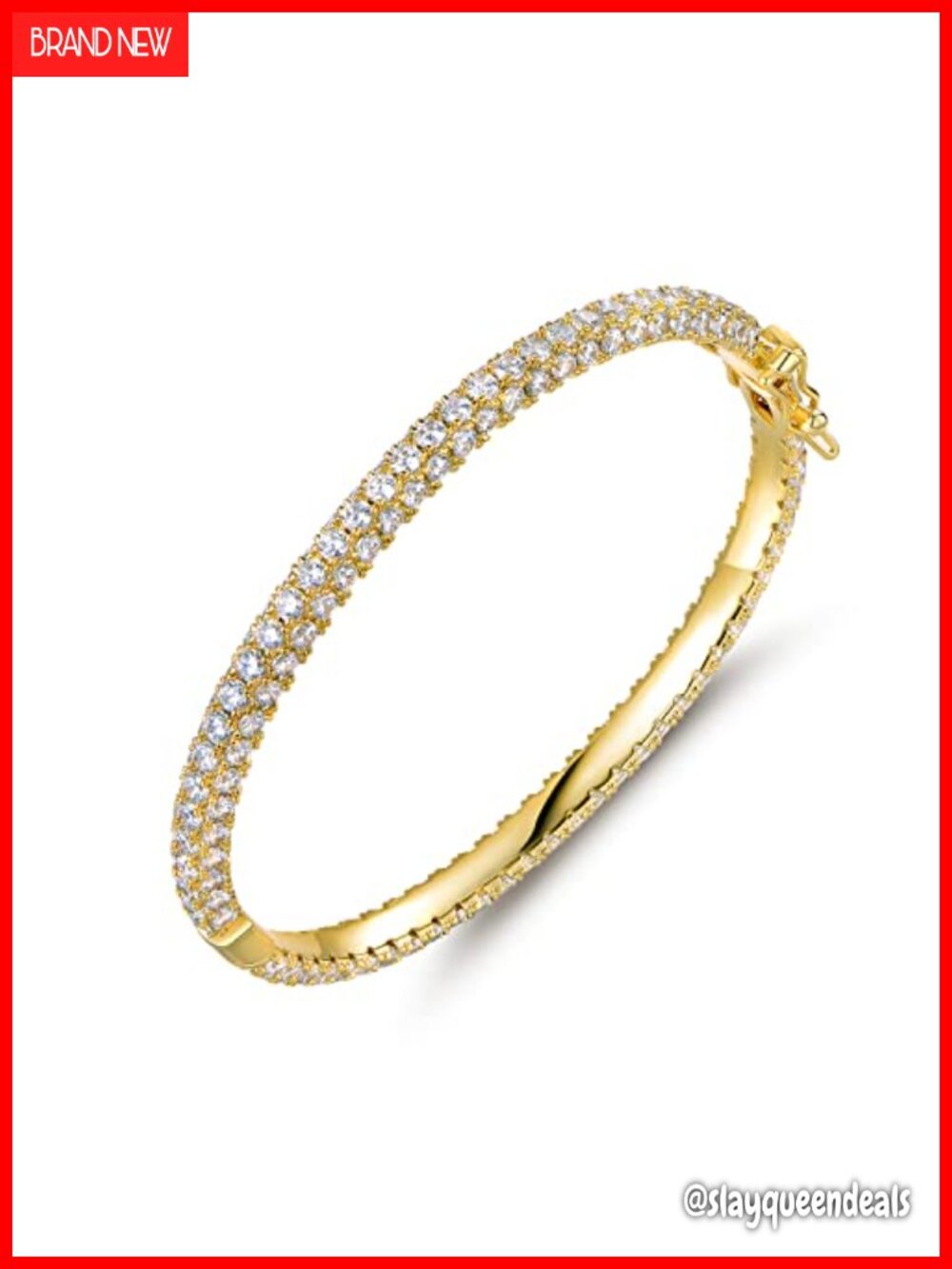 18K Gold Plated Crystal Bling Eternity Bangle Bracelet